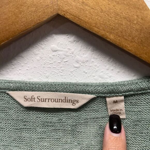 Soft Surroundings Style #2CU64 Green Valentina Zip Up Sweater Knit Top Size M - Picture 6 of 14